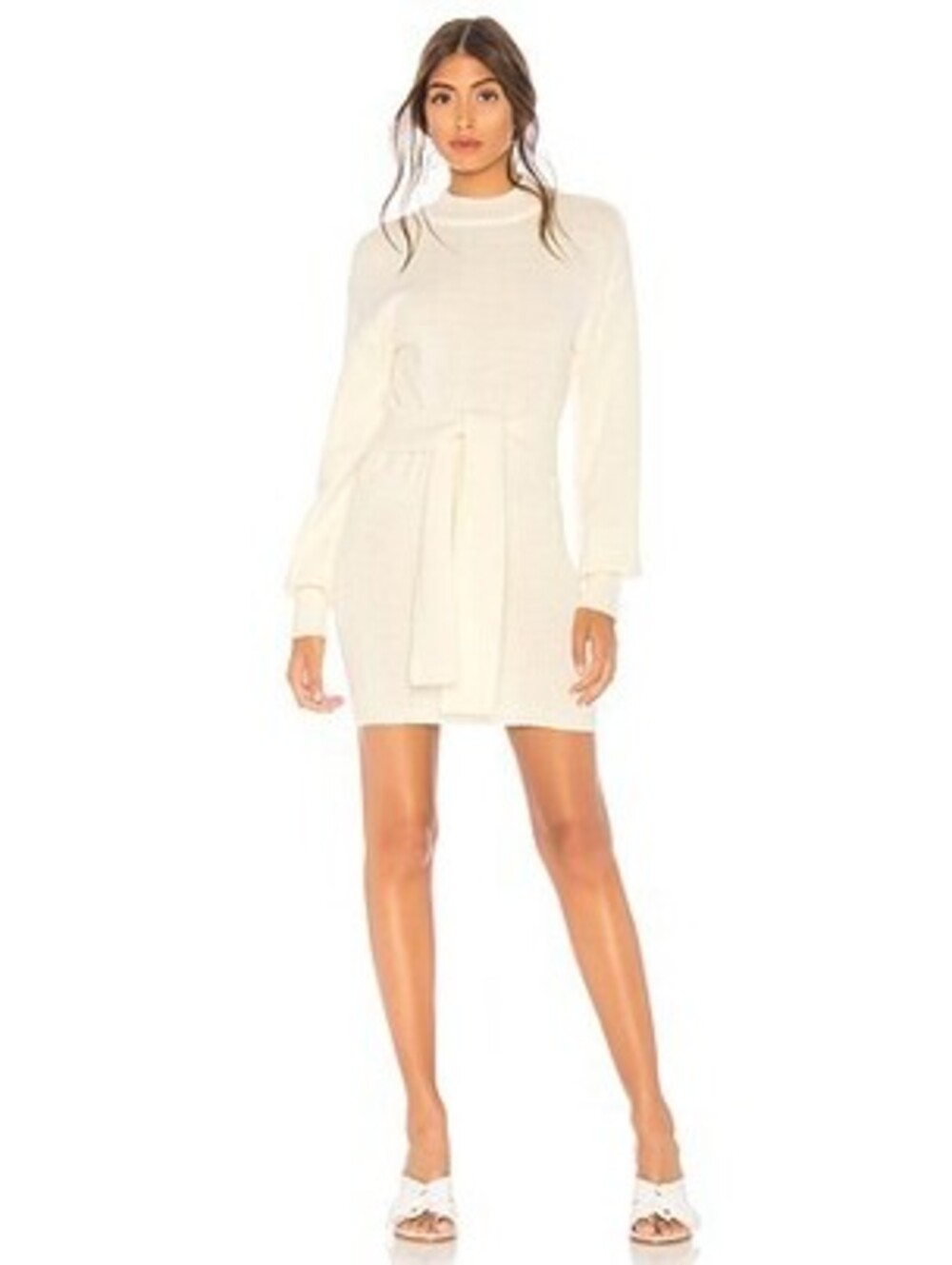 Lovers + Friends Cream Knit Tie Waist Sweater Dress XS